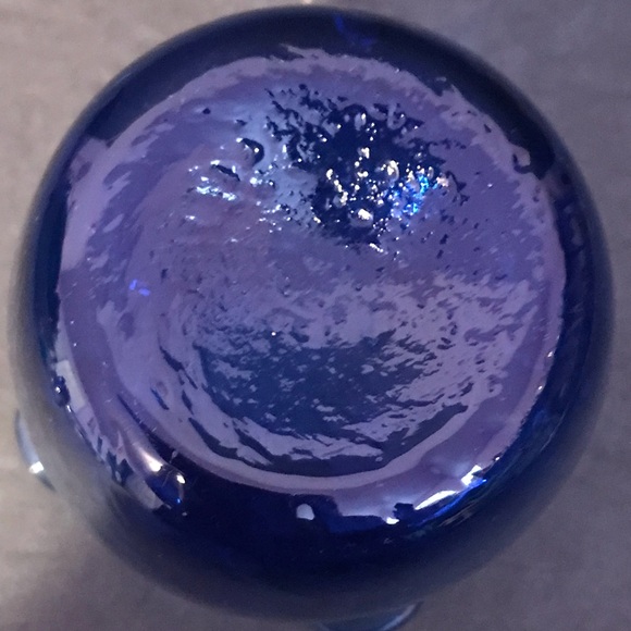 Cobalt Blue Art Glass Round Ruffled Handkerchief Style Small Bud Vase - Picture 3 of 8